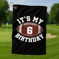 It's My 6th Birthday Boy 6 Year Old Football Player Golf Towel thumb 1