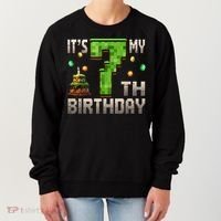 It'S My 7th Birthday 7 Year Old Gamer Pixel Birthday Boy Women's Sweatshirt thumb 0
