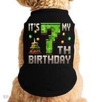 It'S My 7th Birthday 7 Year Old Gamer Pixel Birthday Boy Doggie Tank thumb 0