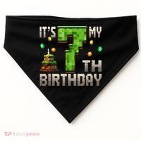 It'S My 7th Birthday 7 Year Old Gamer Pixel Birthday Boy USA-Made Doggie Bandana thumb 0
