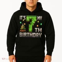 It'S My 7th Birthday 7 Year Old Gamer Pixel Birthday Boy Hoodie thumb 2