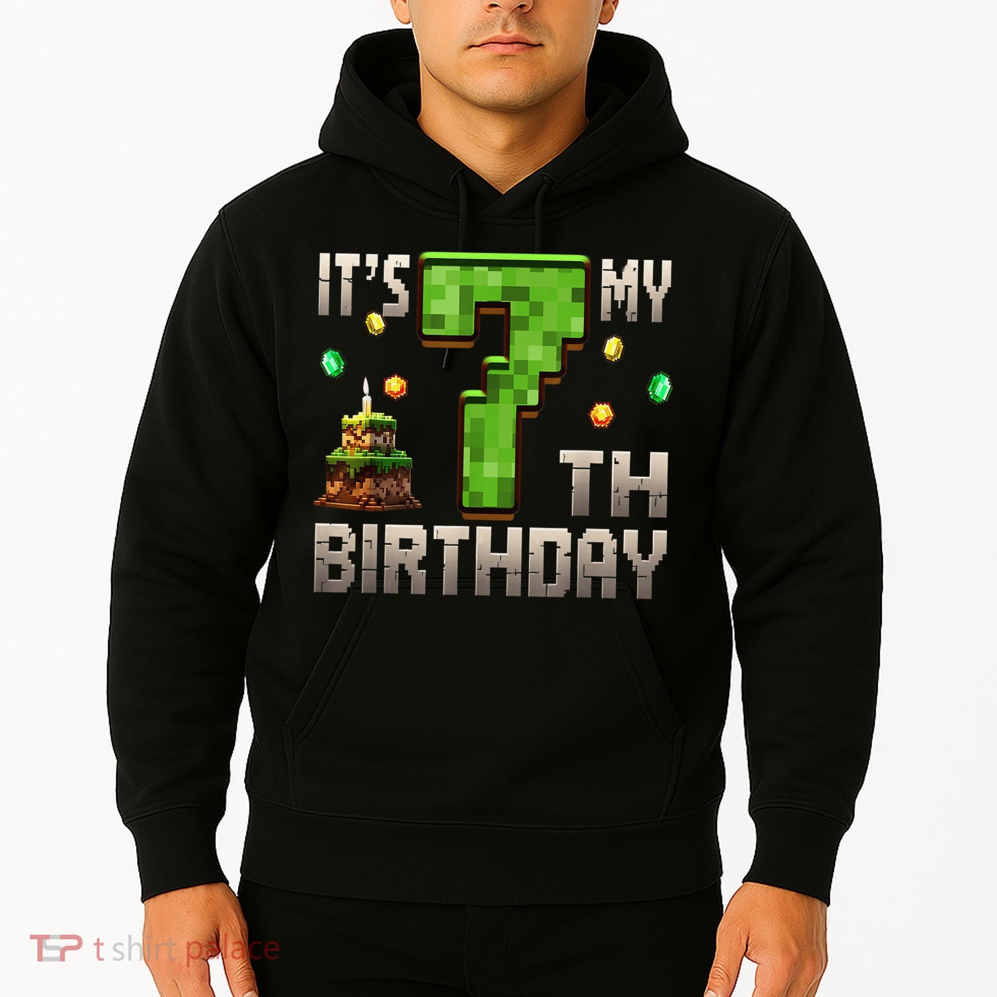 It'S My 7th Birthday 7 Year Old Gamer Pixel Birthday Boy Hoodie