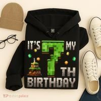It'S My 7th Birthday 7 Year Old Gamer Pixel Birthday Boy Hoodie thumb 4