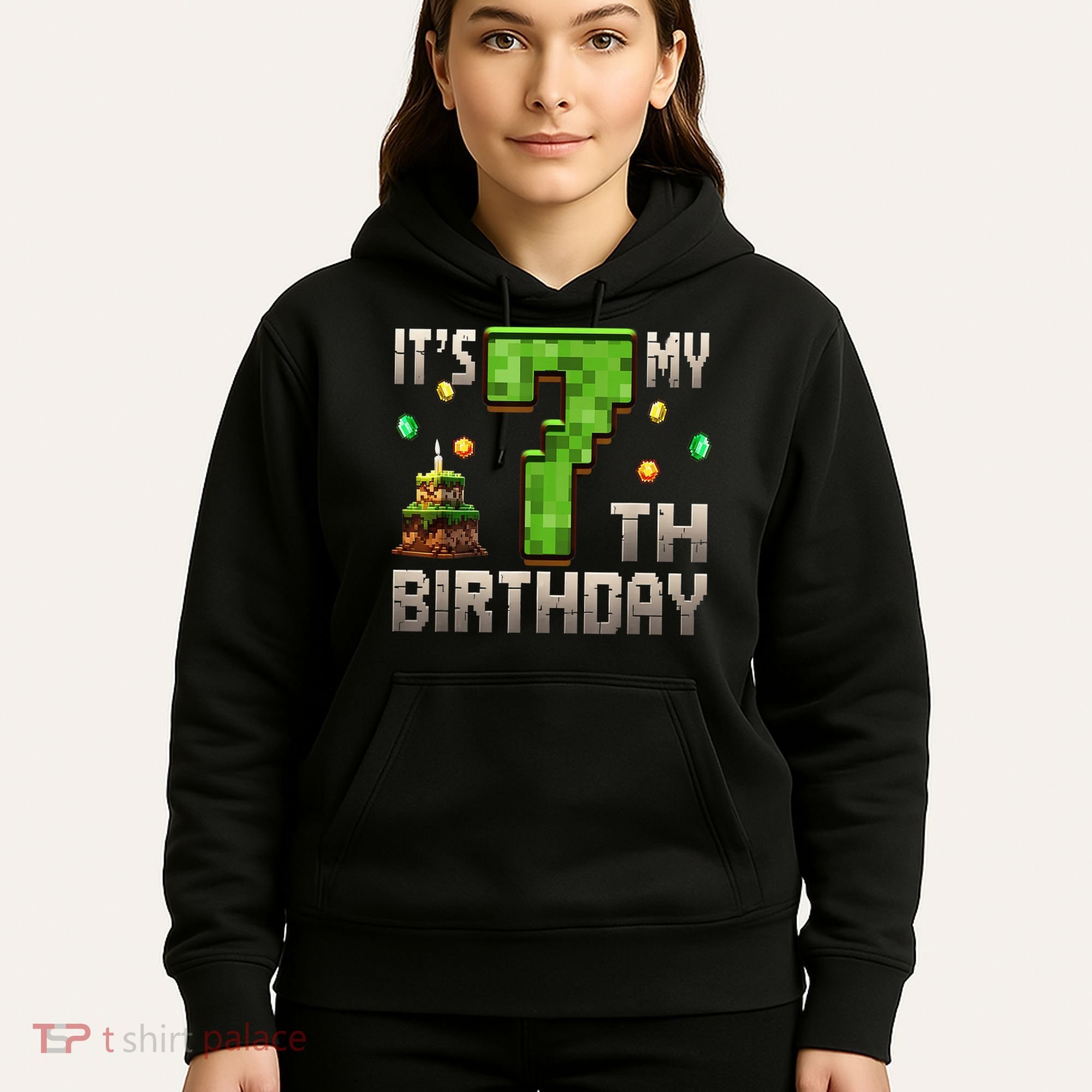 It'S My 7th Birthday 7 Year Old Gamer Pixel Birthday Boy Hoodie