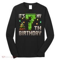 It'S My 7th Birthday 7 Year Old Gamer Pixel Birthday Boy Long Sleeve Shirt thumb 0