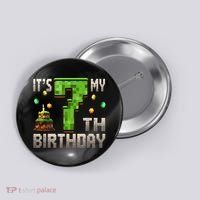 It'S My 7th Birthday 7 Year Old Gamer Pixel Birthday Boy Button thumb 0