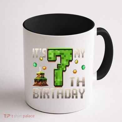 It'S My 7th Birthday 7 Year Old Gamer Pixel Birthday Boy Coffee Mug back