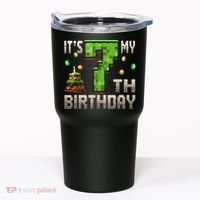 It'S My 7th Birthday 7 Year Old Gamer Pixel Birthday Boy Tumbler thumb 0