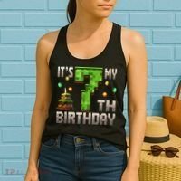 It'S My 7th Birthday 7 Year Old Gamer Pixel Birthday Boy Women's Tank Top thumb 2