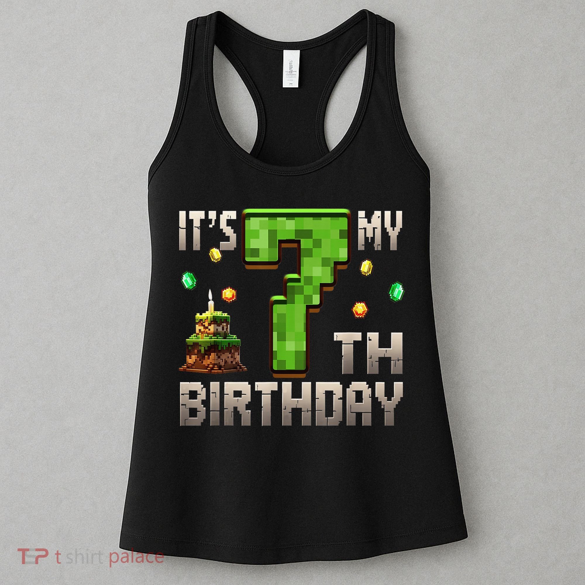It'S My 7th Birthday 7 Year Old Gamer Pixel Birthday Boy Women's Tank Top