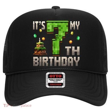 It'S My 7th Birthday 7 Year Old Gamer Pixel Birthday Boy Hat