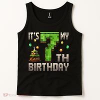 It'S My 7th Birthday 7 Year Old Gamer Pixel Birthday Boy Tank Top thumb 2
