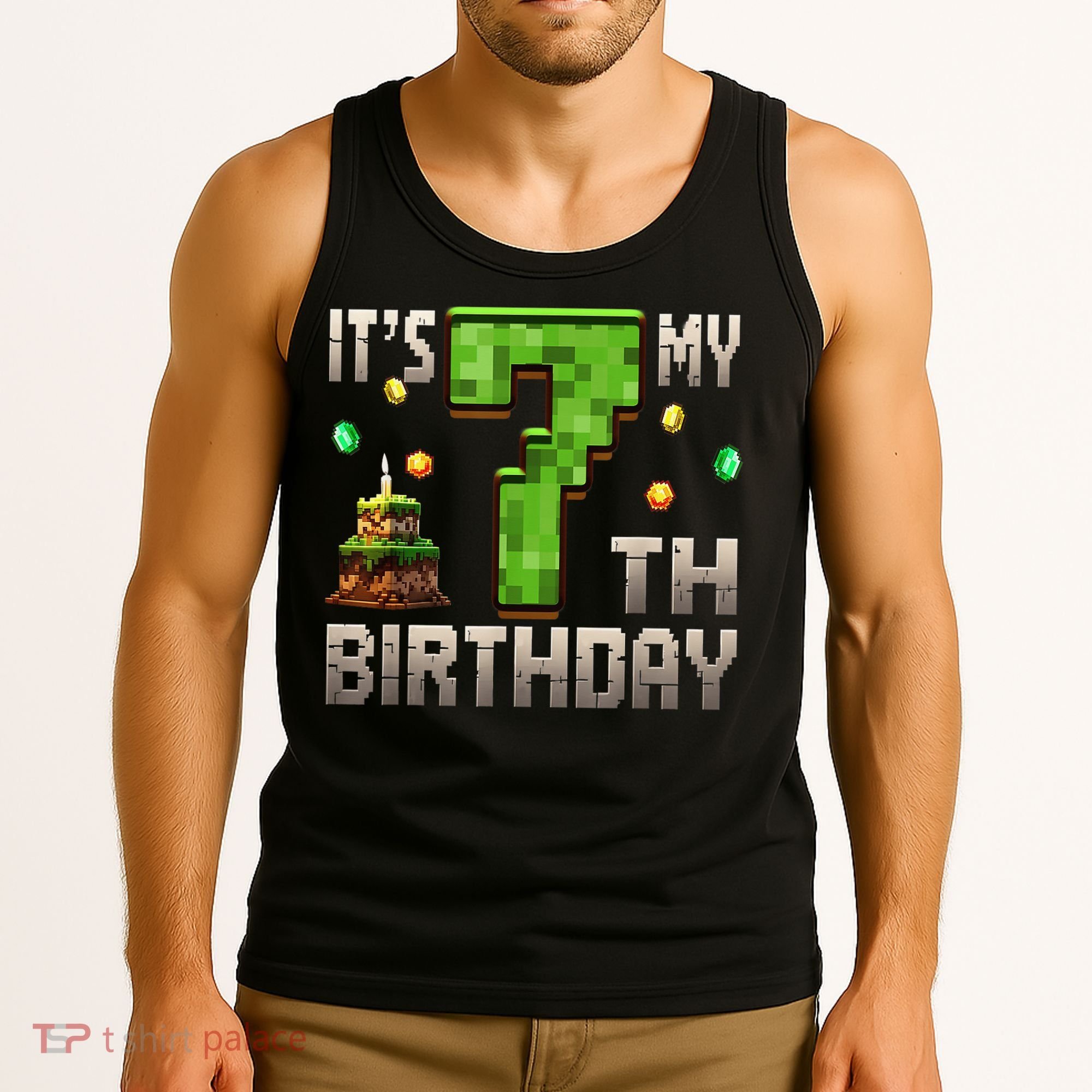 It'S My 7th Birthday 7 Year Old Gamer Pixel Birthday Boy Tank Top