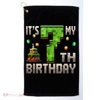 It'S My 7th Birthday 7 Year Old Gamer Pixel Birthday Boy Golf Towel thumb 0