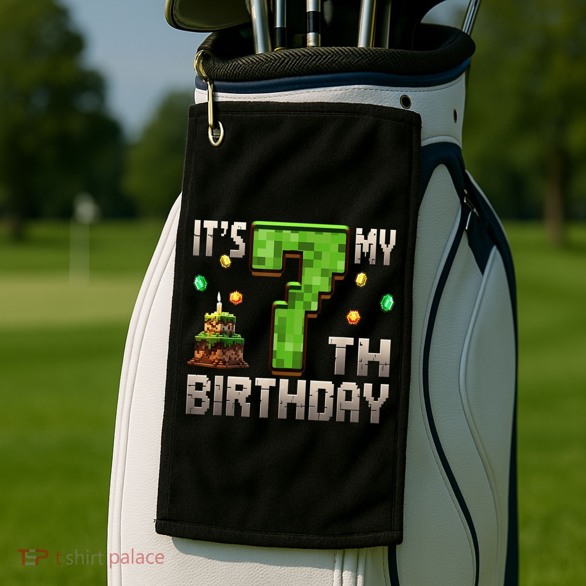 It'S My 7th Birthday 7 Year Old Gamer Pixel Birthday Boy Golf Towel