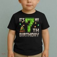 It'S My 7th Birthday 7 Year Old Gamer Pixel Birthday Boy Toddler T-Shirt thumb 2