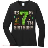 It'S My 7th Birthday 7 Year Old Gamer Pixel Birthday Boy Women's Long Sleeve Shirt thumb 0