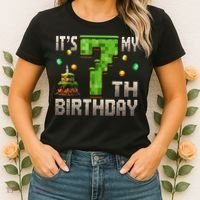 It'S My 7th Birthday 7 Year Old Gamer Pixel Birthday Boy Women's T-Shirt thumb 2