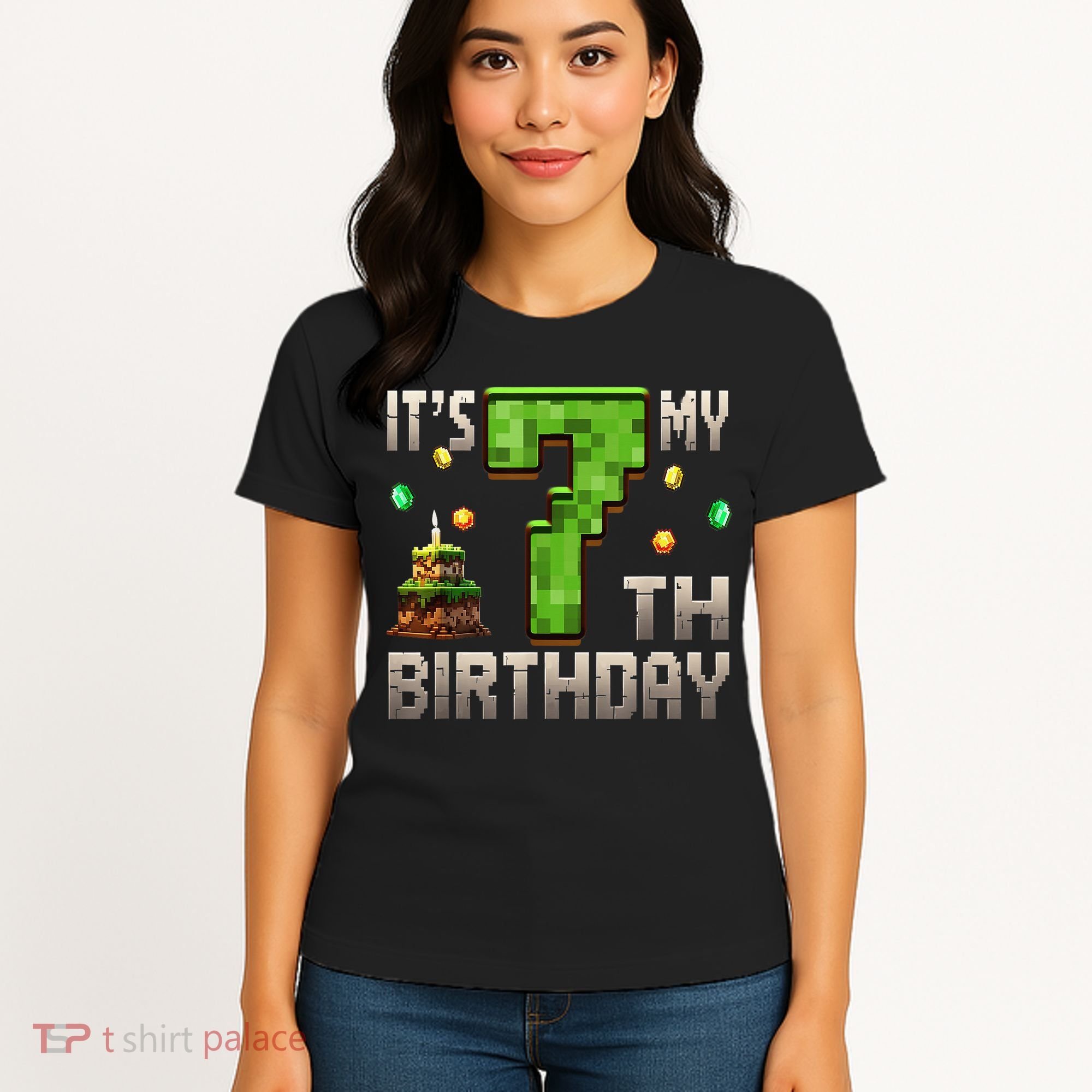 It'S My 7th Birthday 7 Year Old Gamer Pixel Birthday Boy Women's T-Shirt