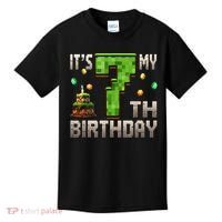 It'S My 7th Birthday 7 Year Old Gamer Pixel Birthday Boy Kids T-Shirt thumb 0