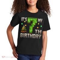 It'S My 7th Birthday 7 Year Old Gamer Pixel Birthday Boy Kids T-Shirt thumb 2