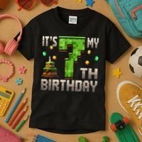 It'S My 7th Birthday 7 Year Old Gamer Pixel Birthday Boy Kids T-Shirt thumb 3