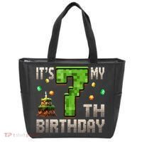 It'S My 7th Birthday 7 Year Old Gamer Pixel Birthday Boy Tote Bag thumb 0