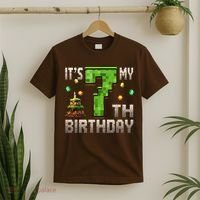 It'S My 7th Birthday 7 Year Old Gamer Pixel Birthday Boy T-Shirt thumb 2