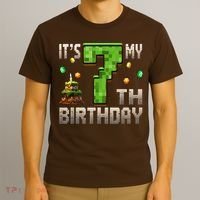 It'S My 7th Birthday 7 Year Old Gamer Pixel Birthday Boy T-Shirt thumb 3