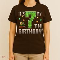 It'S My 7th Birthday 7 Year Old Gamer Pixel Birthday Boy T-Shirt thumb 4