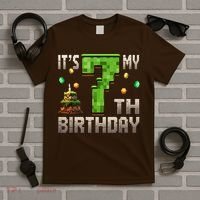 It'S My 7th Birthday 7 Year Old Gamer Pixel Birthday Boy T-Shirt thumb 5