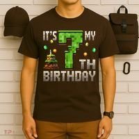 It'S My 7th Birthday 7 Year Old Gamer Pixel Birthday Boy T-Shirt thumb 6