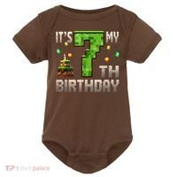 It'S My 7th Birthday 7 Year Old Gamer Pixel Birthday Boy Baby Bodysuit thumb 0