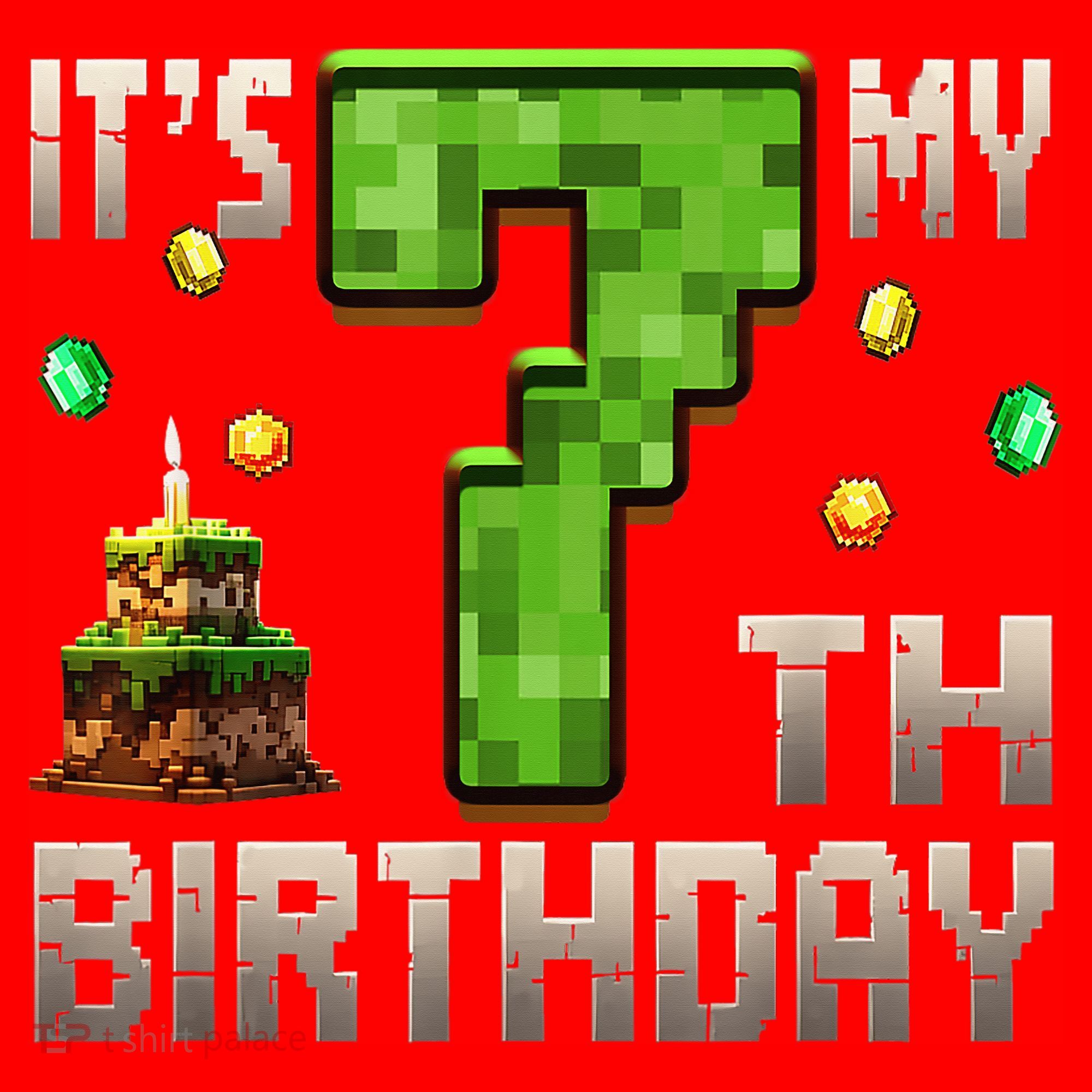 It'S My 7th Birthday 7 Year Old Gamer Pixel Birthday Boy Santa Hat