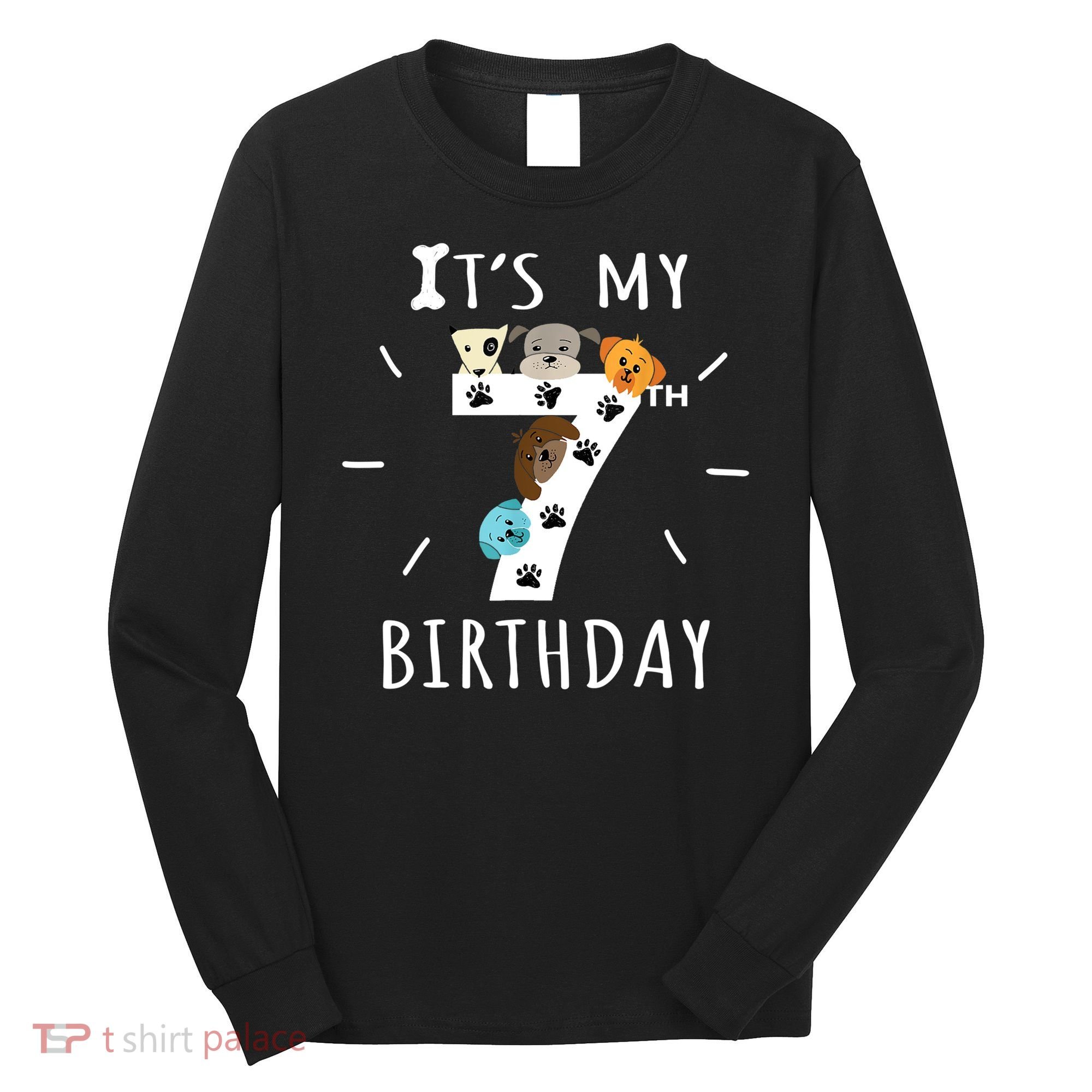 It's My 7th Birthday Dog Lover Theme 7 Years Old Puppy TShirt Long Sleeve Shirt
