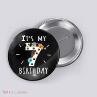 It's My 7th Birthday Dog Lover Theme 7 Years Old Puppy TShirt Button thumb 0