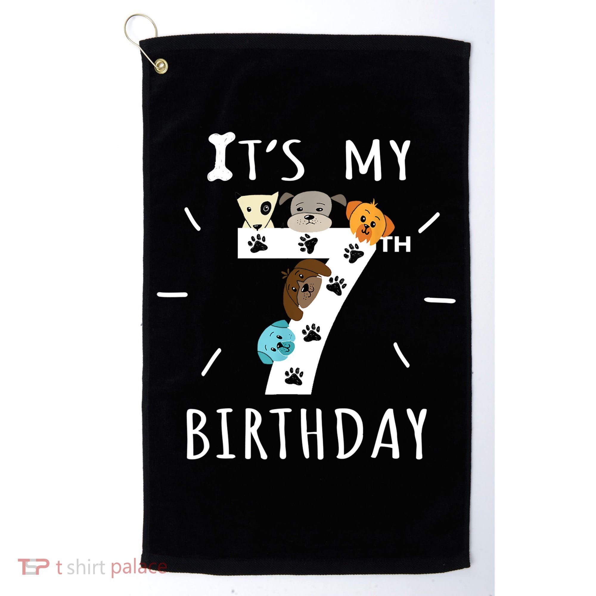 It's My 7th Birthday Dog Lover Theme 7 Years Old Puppy TShirt Golf Towel