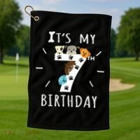 It's My 7th Birthday Dog Lover Theme 7 Years Old Puppy TShirt Golf Towel thumb 1