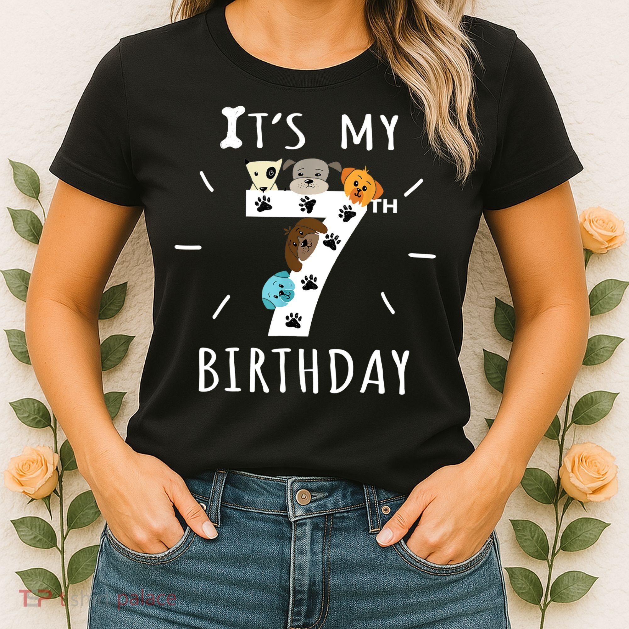 It's My 7th Birthday Dog Lover Theme 7 Years Old Puppy TShirt Women's T-Shirt