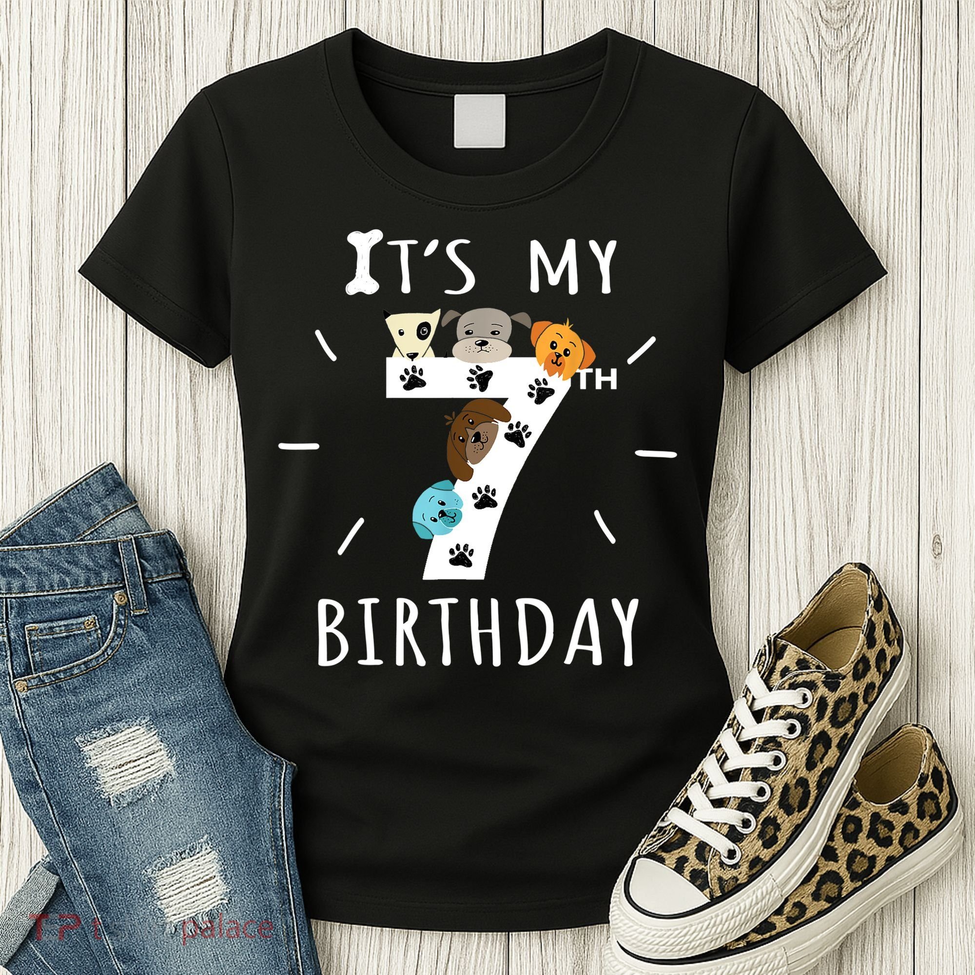 It's My 7th Birthday Dog Lover Theme 7 Years Old Puppy TShirt Women's T-Shirt