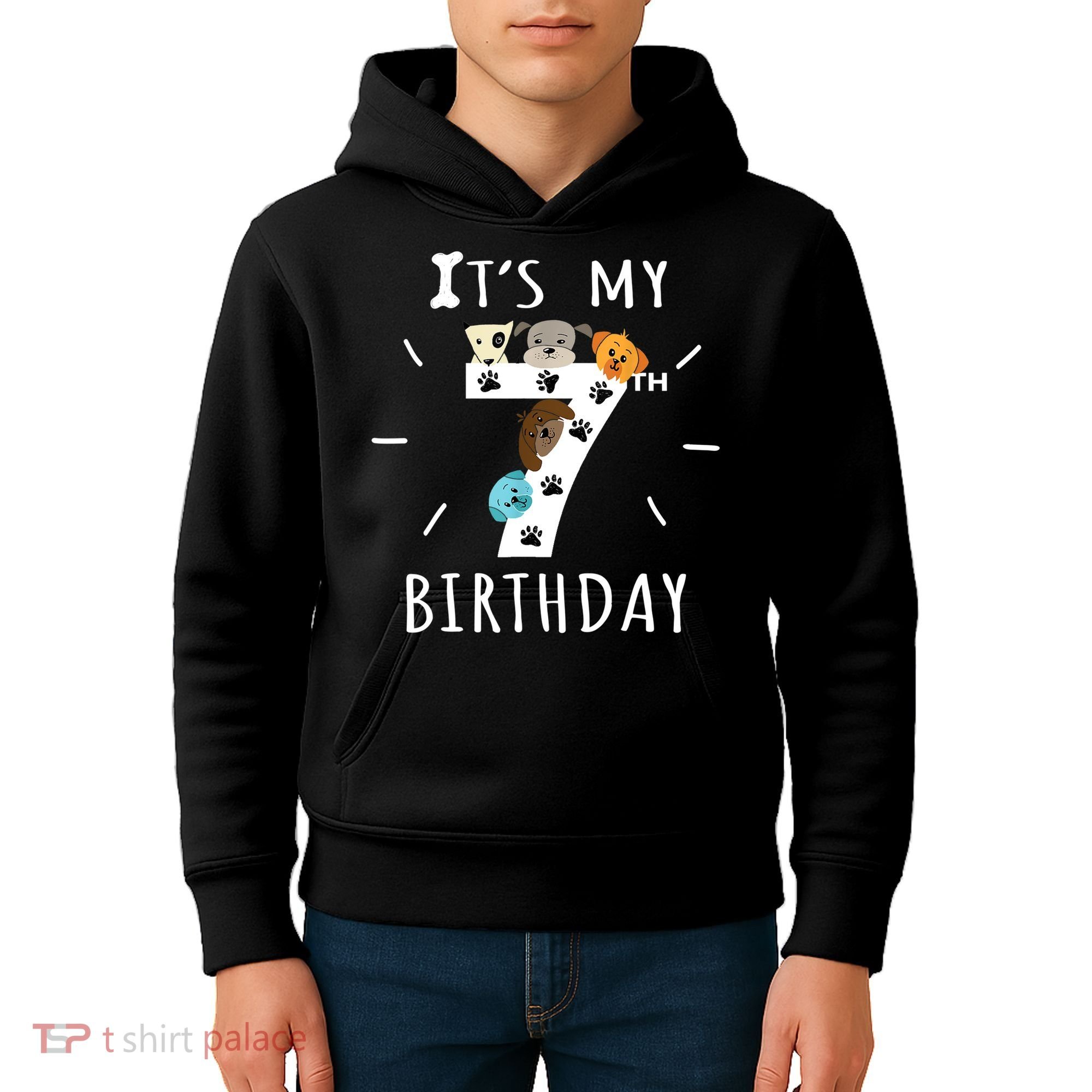 It's My 7th Birthday Dog Lover Theme 7 Years Old Puppy TShirt Kids Hoodie