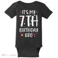 It's My 7th Birthday Bro 7 Birthday Decorations girls boys Baby Bodysuit thumb 0