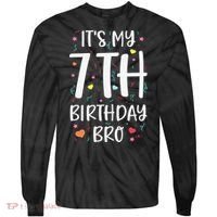 It's My 7th Birthday Bro 7 Birthday Decorations girls boys Tie-Dye Long Sleeve Shirt thumb 0