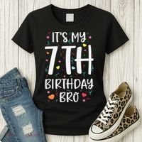 It's My 7th Birthday Bro 7 Birthday Decorations girls boys Women's T-Shirt thumb 3