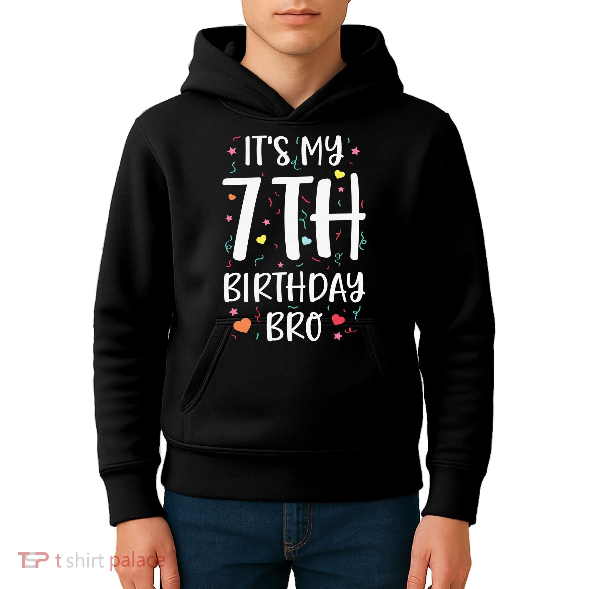It's My 7th Birthday Bro 7 Birthday Decorations girls boys Kids Hoodie