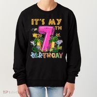 It's My 7th Birthday Safari Jungle Zoo Birthday 7 Year Old Women's Sweatshirt thumb 0