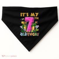 It's My 7th Birthday Safari Jungle Zoo Birthday 7 Year Old USA-Made Doggie Bandana thumb 0