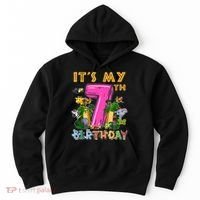 It's My 7th Birthday Safari Jungle Zoo Birthday 7 Year Old Hoodie thumb 0