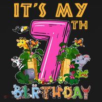 It's My 7th Birthday Safari Jungle Zoo Birthday 7 Year Old Long Sleeve Shirt thumb 2