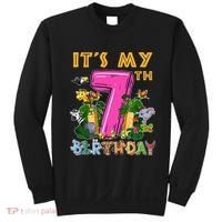 It's My 7th Birthday Safari Jungle Zoo Birthday 7 Year Old Sweatshirt thumb 0